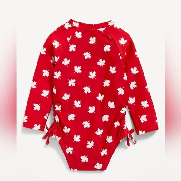 New With Tag Old Navy Long-Sleeve Side-Tie One-Piece Rashguard Swimsuit For Baby - Picture 2 of 6